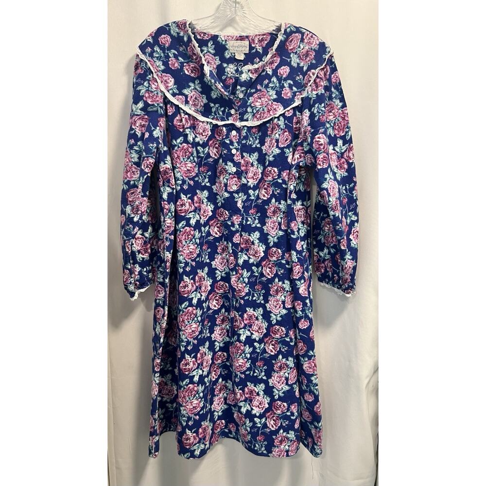 Lanz of Salzburg | Women's Nantucket Rose Flannel Cottage Gown | Size Large